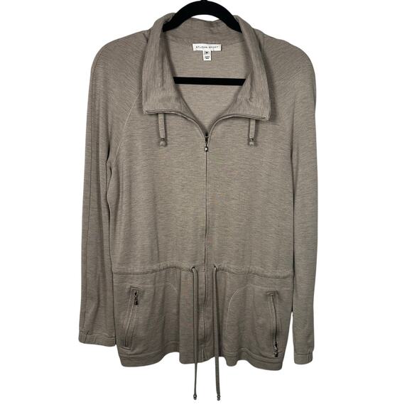 St. John Tops - St. John Sport Tan Zip Up Tie Waist Sweatshirt Women's Medium